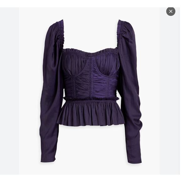 ULLA JOHNSON Mia ruched ruffled satin top sz 6 - Picture 3 of 6